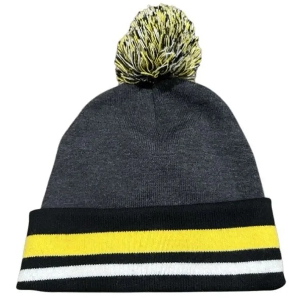 DC Comics Batman Striped Cuffed Pom Pom Beanie Winter Hat